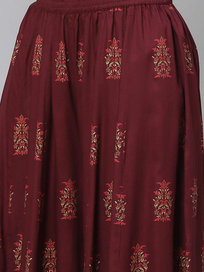 red rayon kurta palazzo set - 18261082 - Standard Image - 5