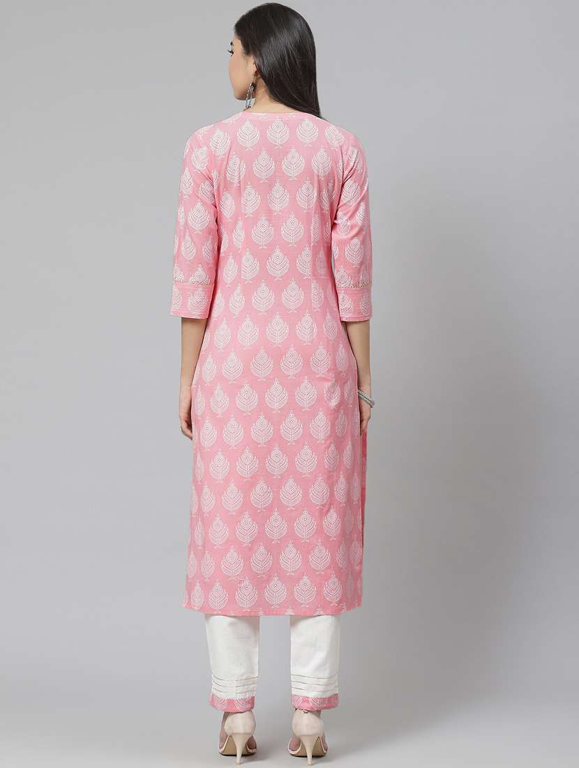 multi colored cotton blend kurta pant set - 18261095 - Standard Image - 3