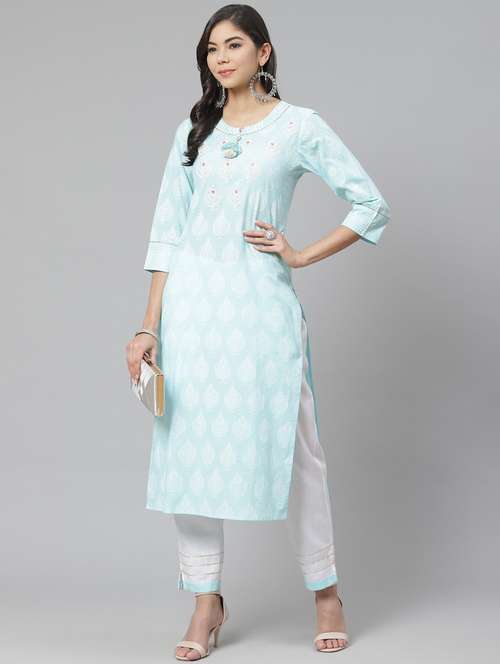 multi colored cotton blend kurta pant  set - 18261096 -  Standard Image - 0