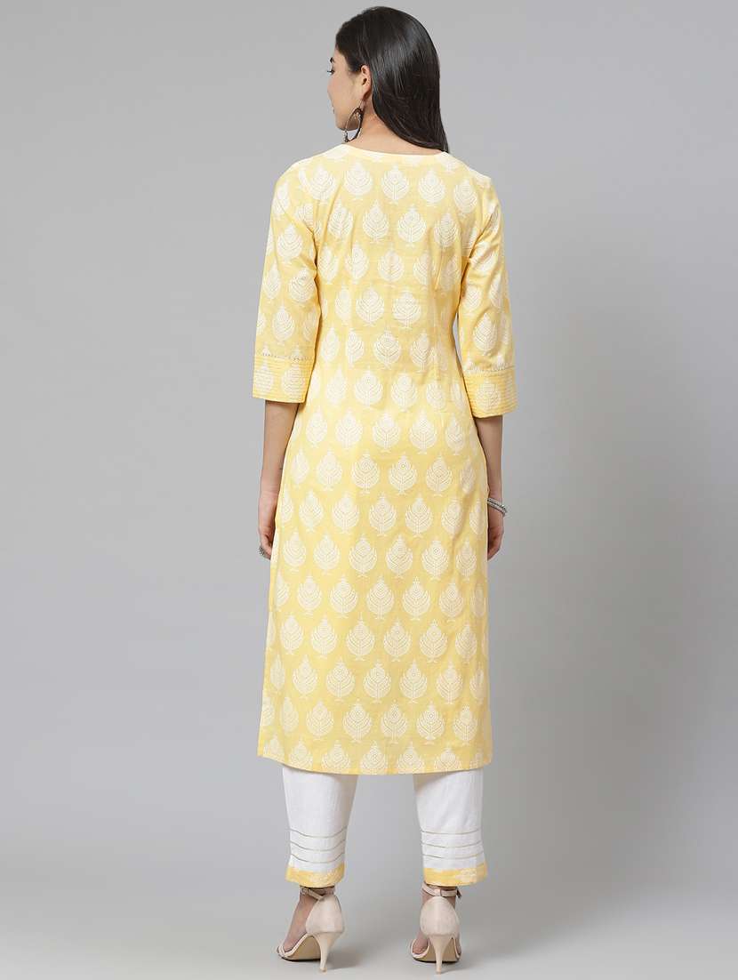 multi colored cotton blend kurta pant set - 18261097 - Standard Image - 3