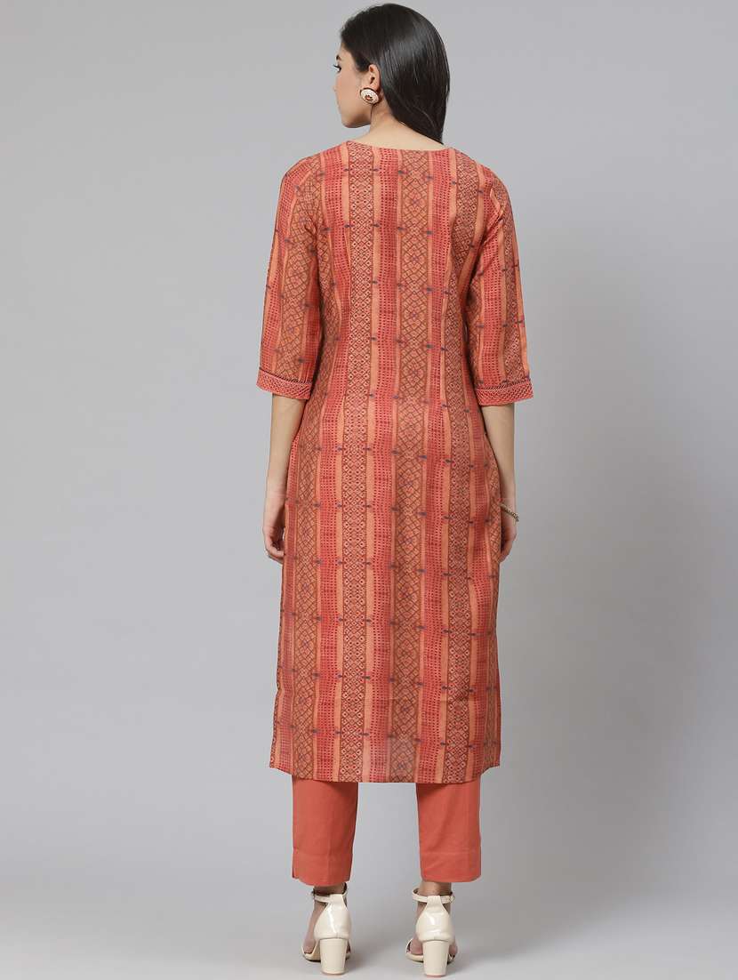 peach modal kurta pant set - 18261338 - Standard Image - 3