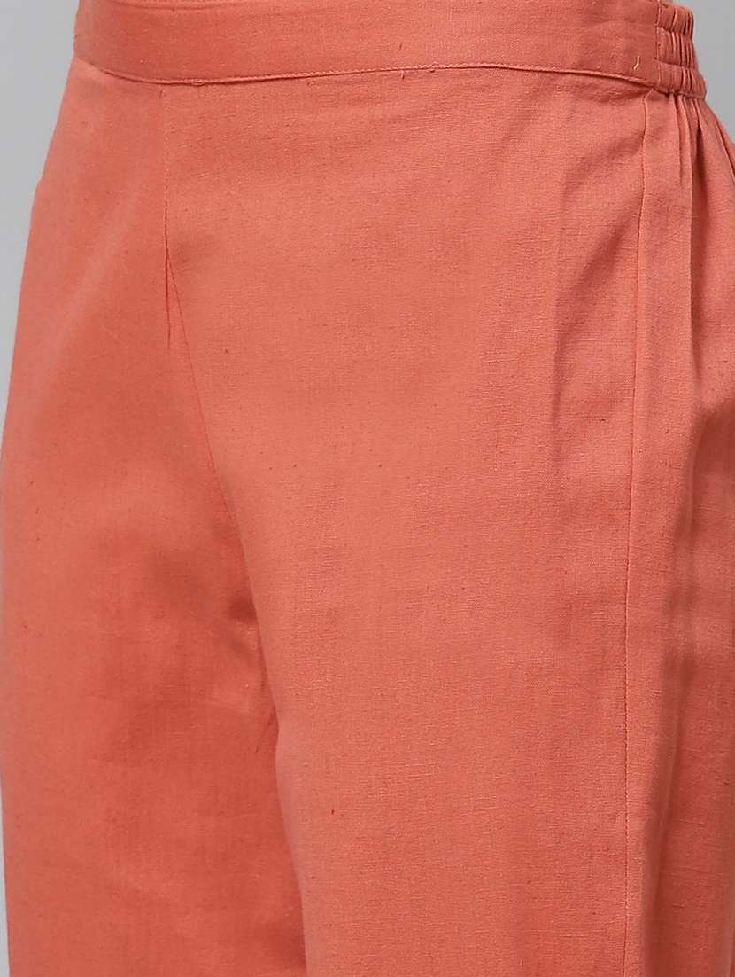 peach modal kurta pant set - 18261338 - Standard Image - 5