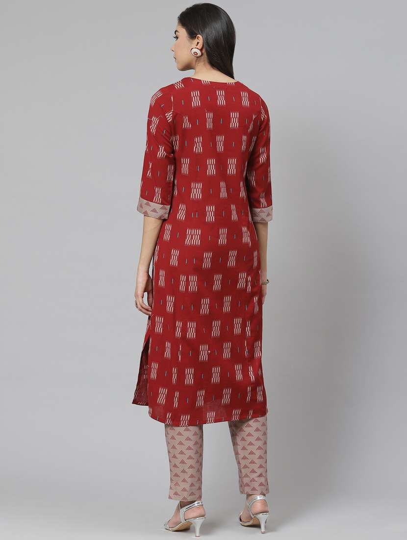 multi colored cotton blend kurta pant set - 18261339 - Standard Image - 3