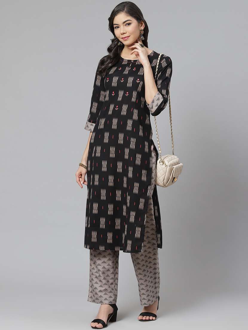 multi colored cotton blend kurta pant set - 18261341 - Zoom Image - 0