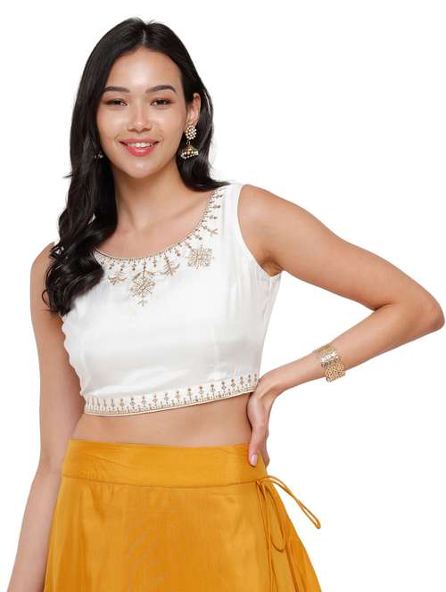 white viscose crop top - 18261500 -  Standard Image - 0