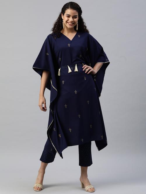 blue crepe kaftan  set - 18261626 -  Standard Image - 0