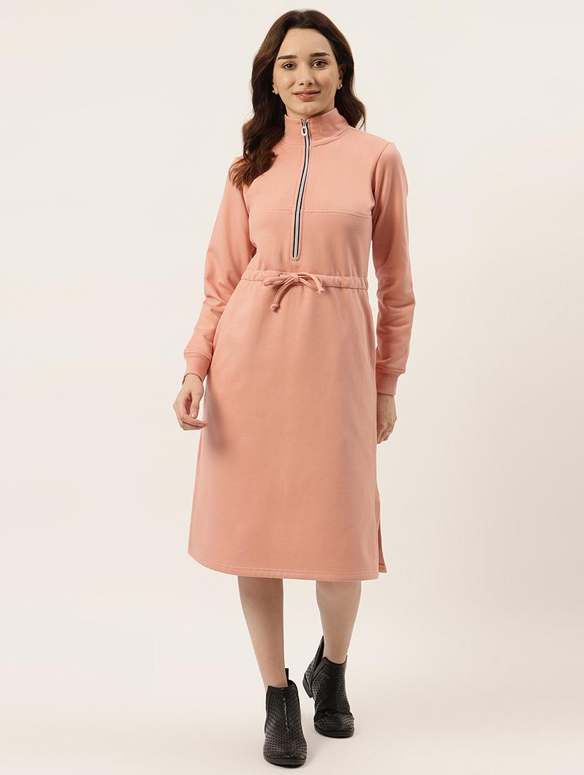tie front solid straight dress - 18261673 -  Zoom Image - 0
