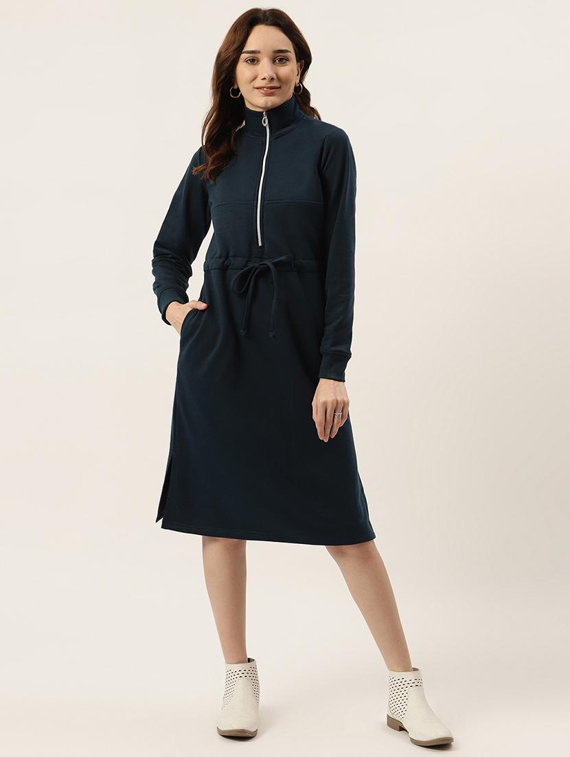 tie front solid straight dress - 18261679 - Zoom Image - 0