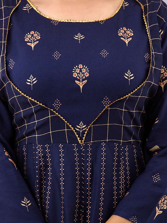 blue rayon anarkali kurta - 18262054 -  Standard Image - 3