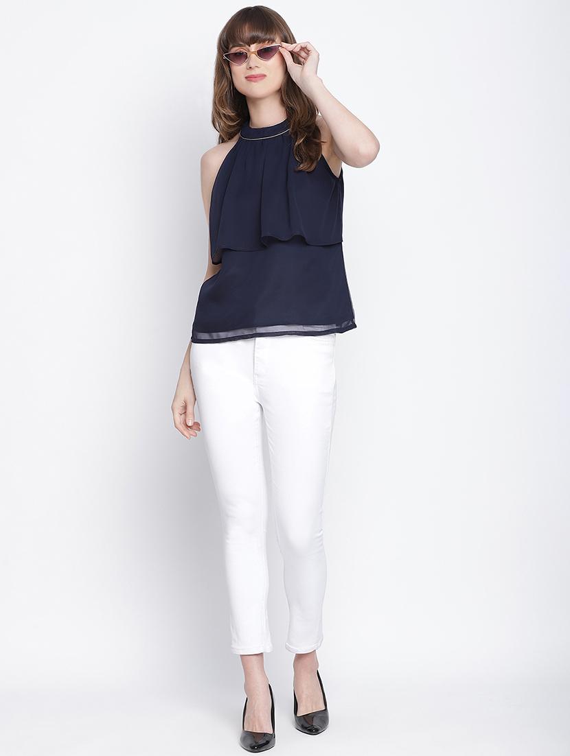 women's ruffle halter neck top - 18262068 - Standard Image - 3