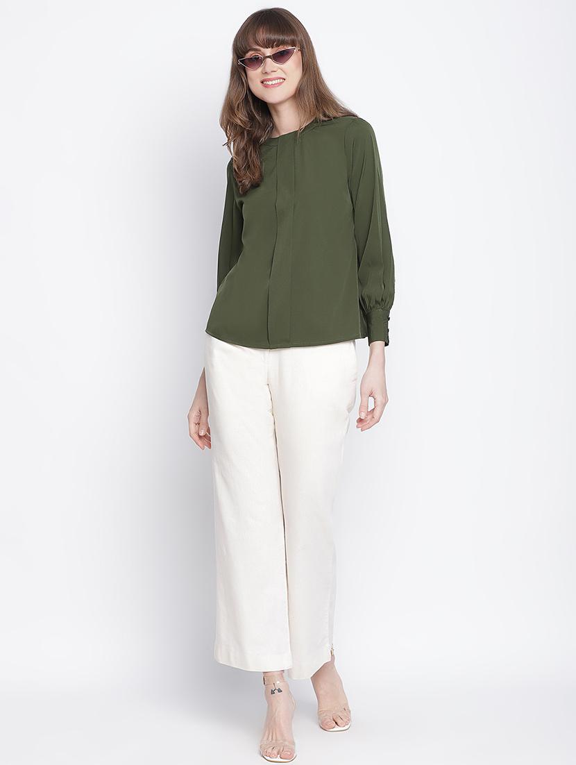 women's straight round neck top - 18262074 - Standard Image - 3