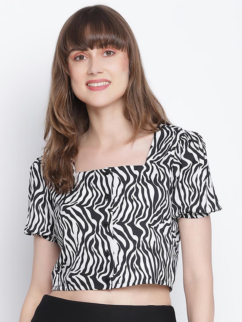 women white & black printed top - 18262078 - Zoom Image - 0