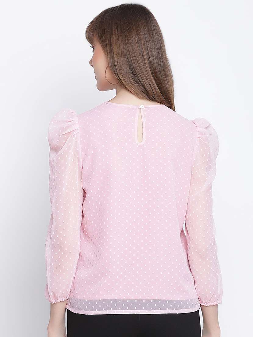Women's Pink Regulal Fit Solid Top