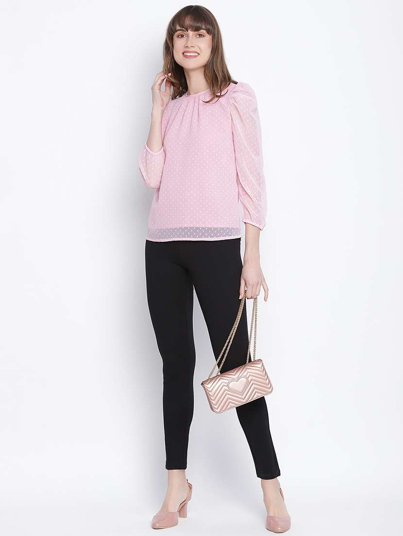 Women's Pink Regulal Fit Solid Top
