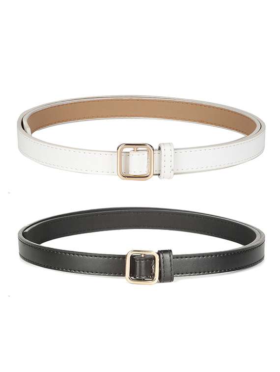 set of 2 synthetic leather belt 