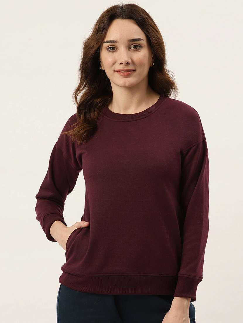 round neck solid sweatshirt