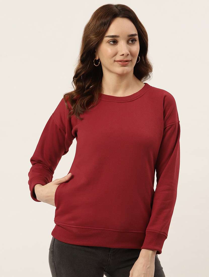 round neck solid sweatshirt