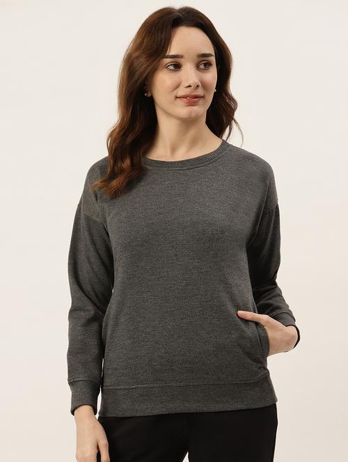 round neck solid sweatshirt - 18262970 - Standard Image - 0