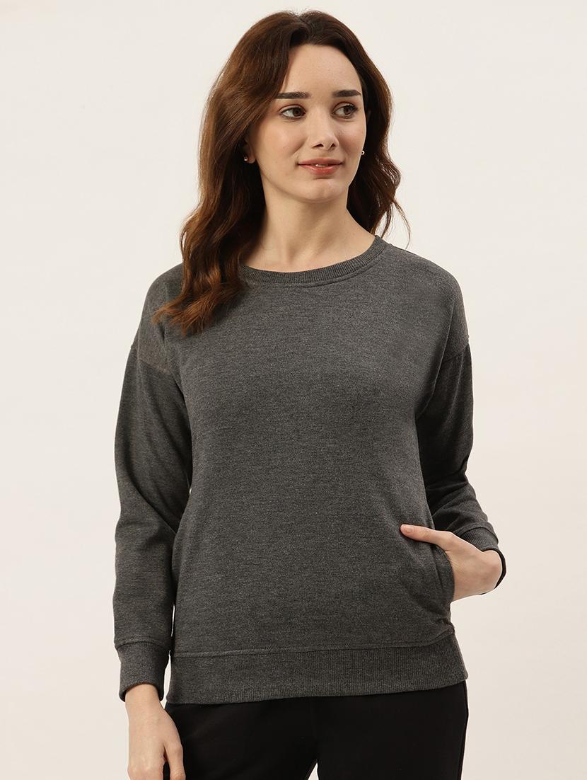 round neck solid sweatshirt - 18262970 - Zoom Image - 0