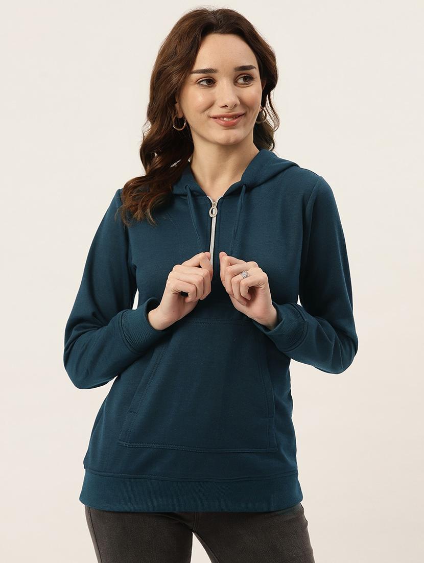 hooded neck solid sweatshirt - 18262982 - Zoom Image - 0