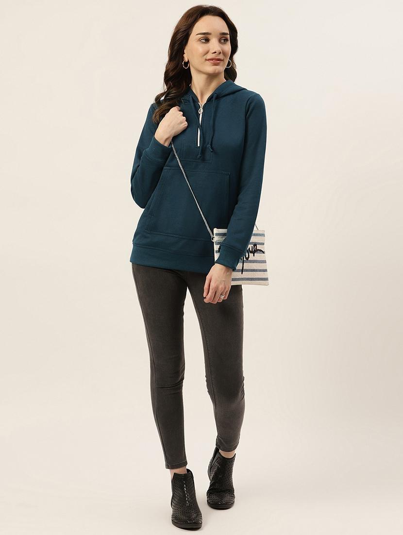 hooded neck solid sweatshirt - 18262982 - Standard Image - 3