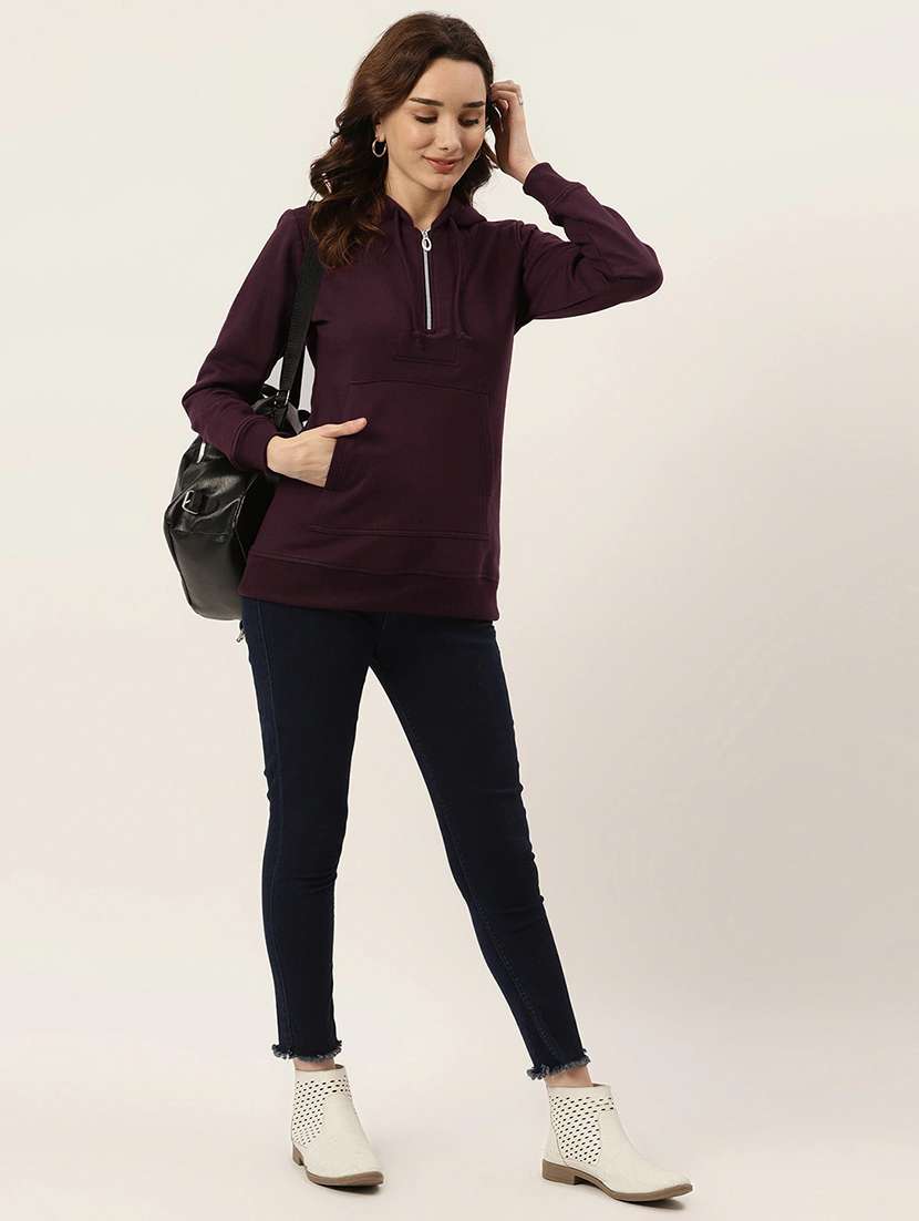 hooded neck solid  sweatshirt - 18262988 -  Standard Image - 3