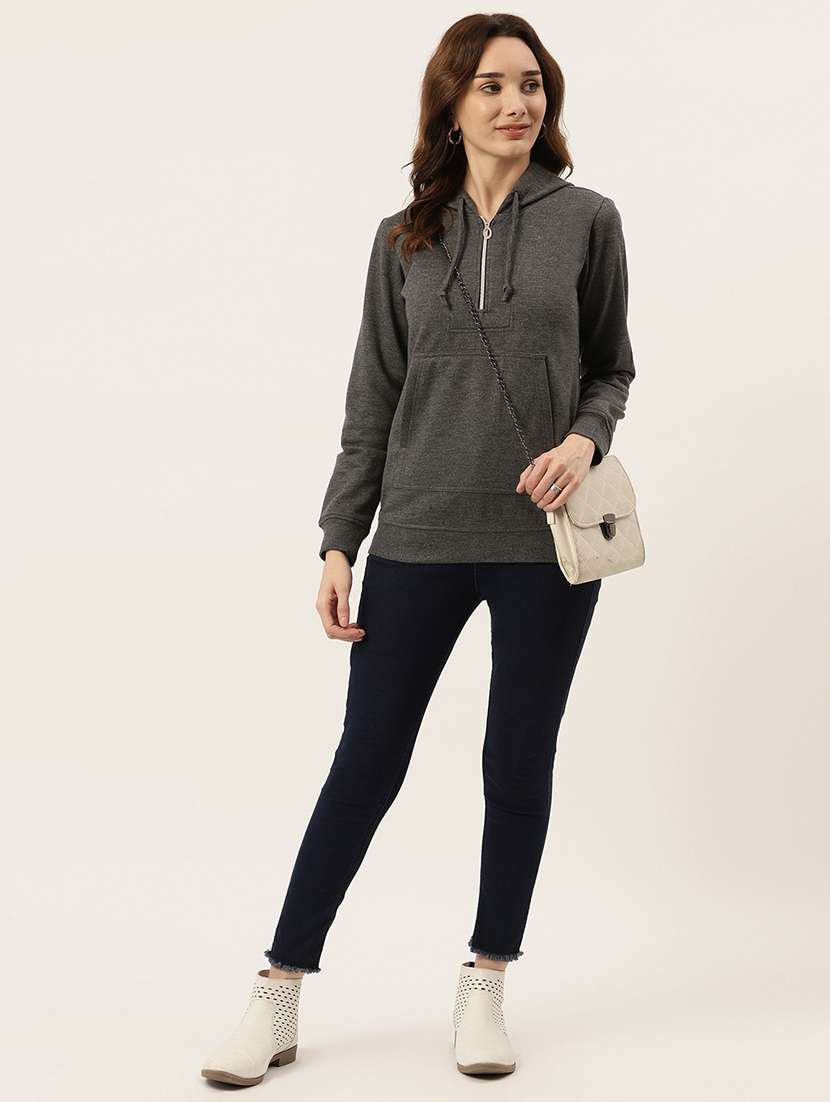hooded neck solid  sweatshirt - 18263006 -  Standard Image - 3