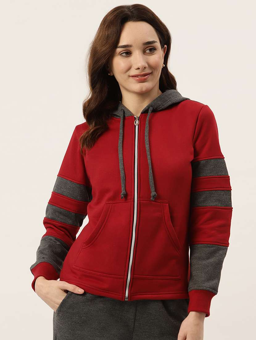 long sleeve solid hooded jacket - 18263167 - Zoom Image - 0