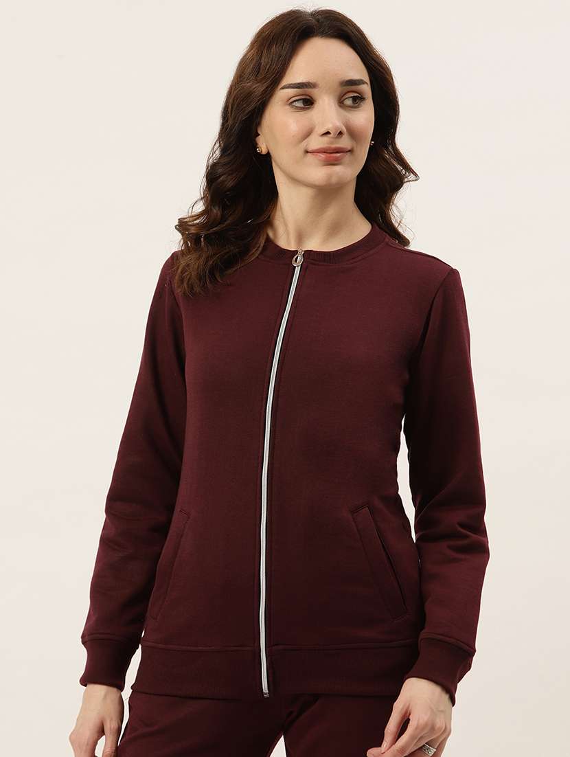 round neck solid regular jacket