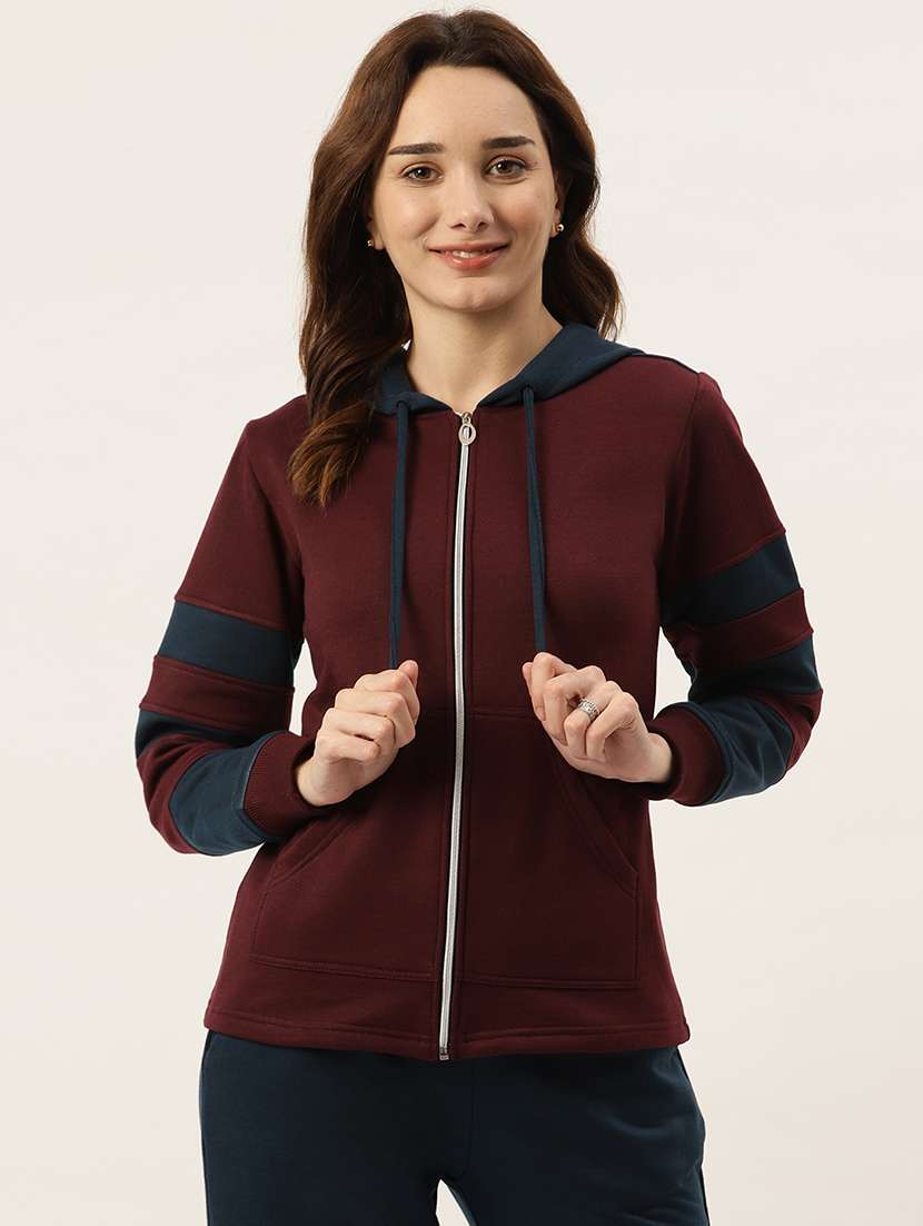 long sleeve solid hooded jacket - 18263182 - Zoom Image - 0