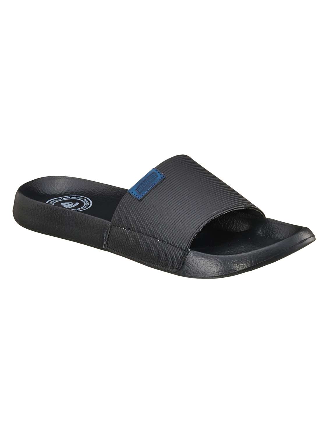 black synthetic & mesh slip on flip flops - 18264173 -  Zoom Image - 0
