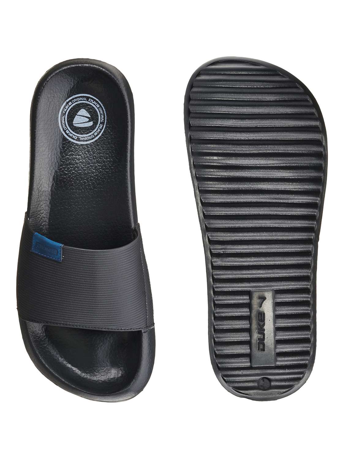 black synthetic & mesh slip on flip flops - 18264173 -  Standard Image - 3