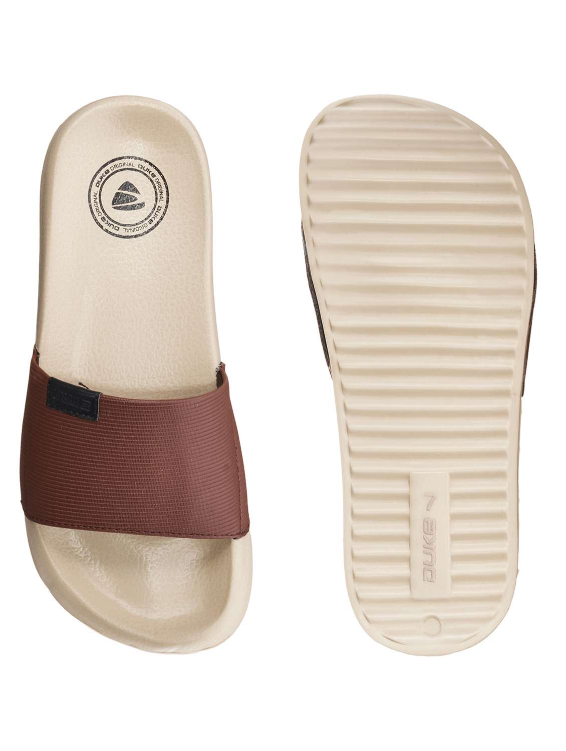brown synthetic & mesh slip on flip flops - 18264174 -  Standard Image - 3