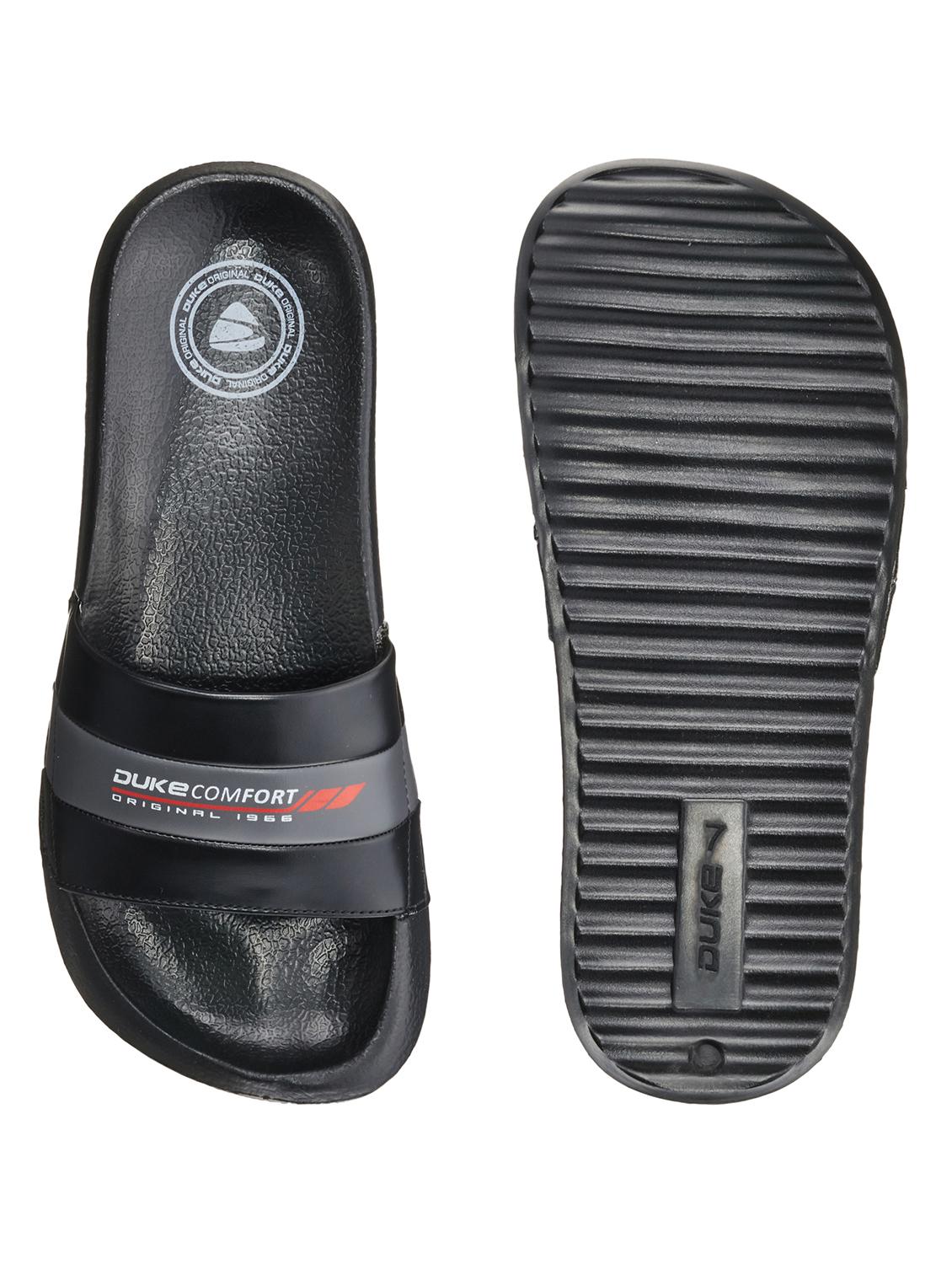 black synthetic & mesh slip on flip flops - 18264175 - Standard Image - 3