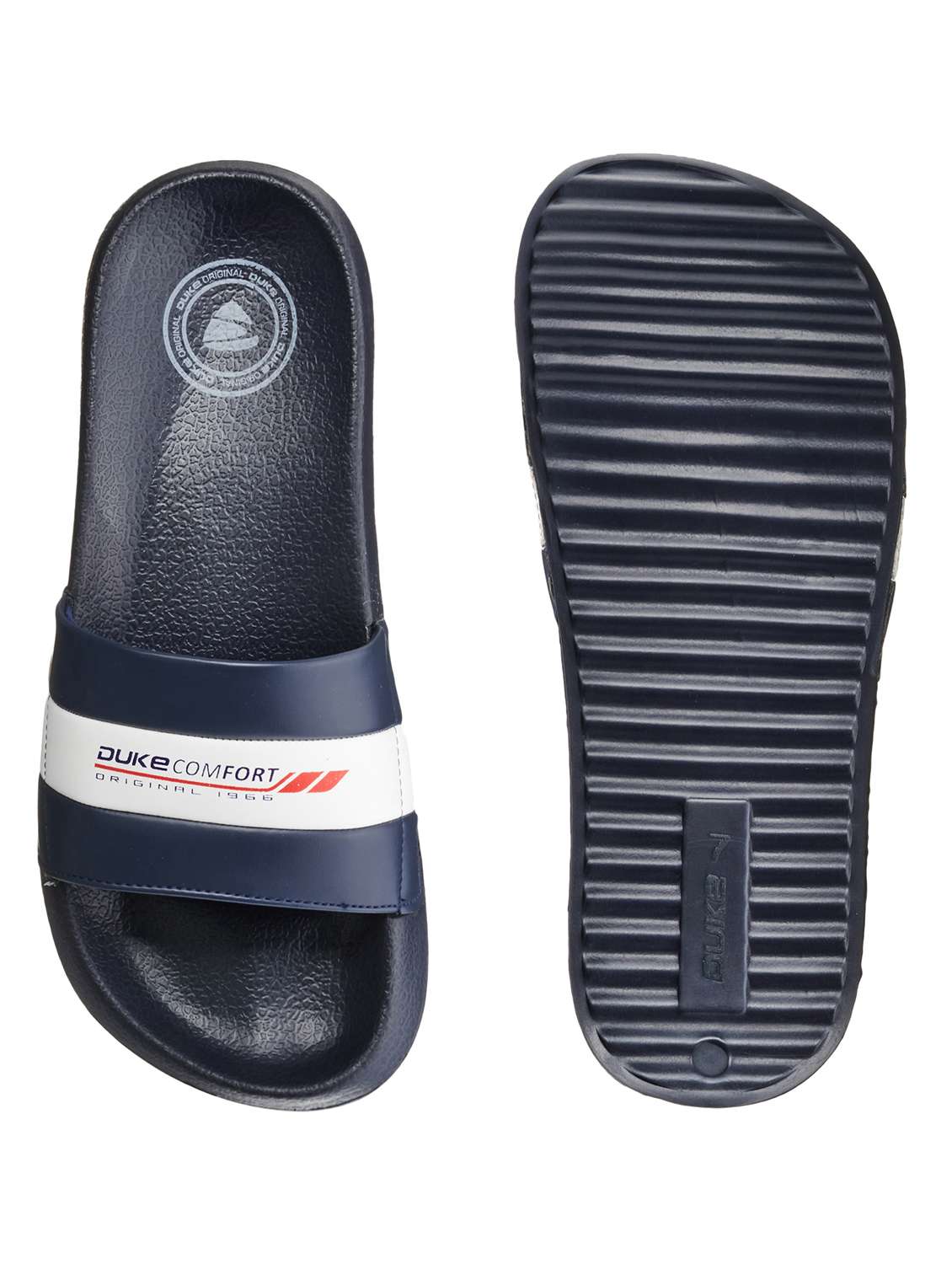 navy synthetic & mesh slip on flip flops - 18264176 -  Standard Image - 3