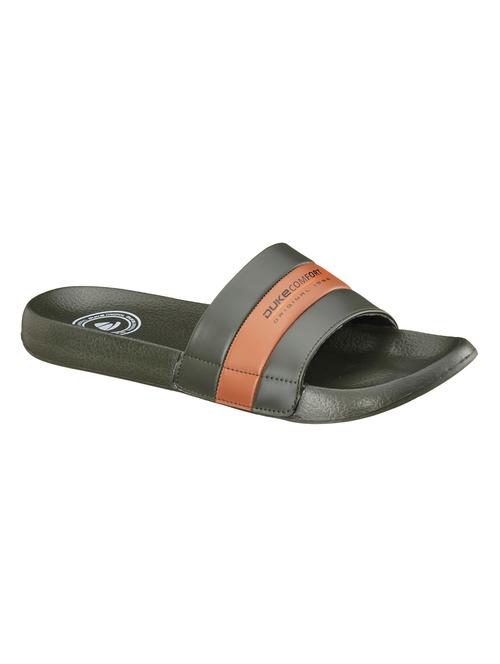 green synthetic & mesh slip on flip flops - 18264178 - Standard Image - 0