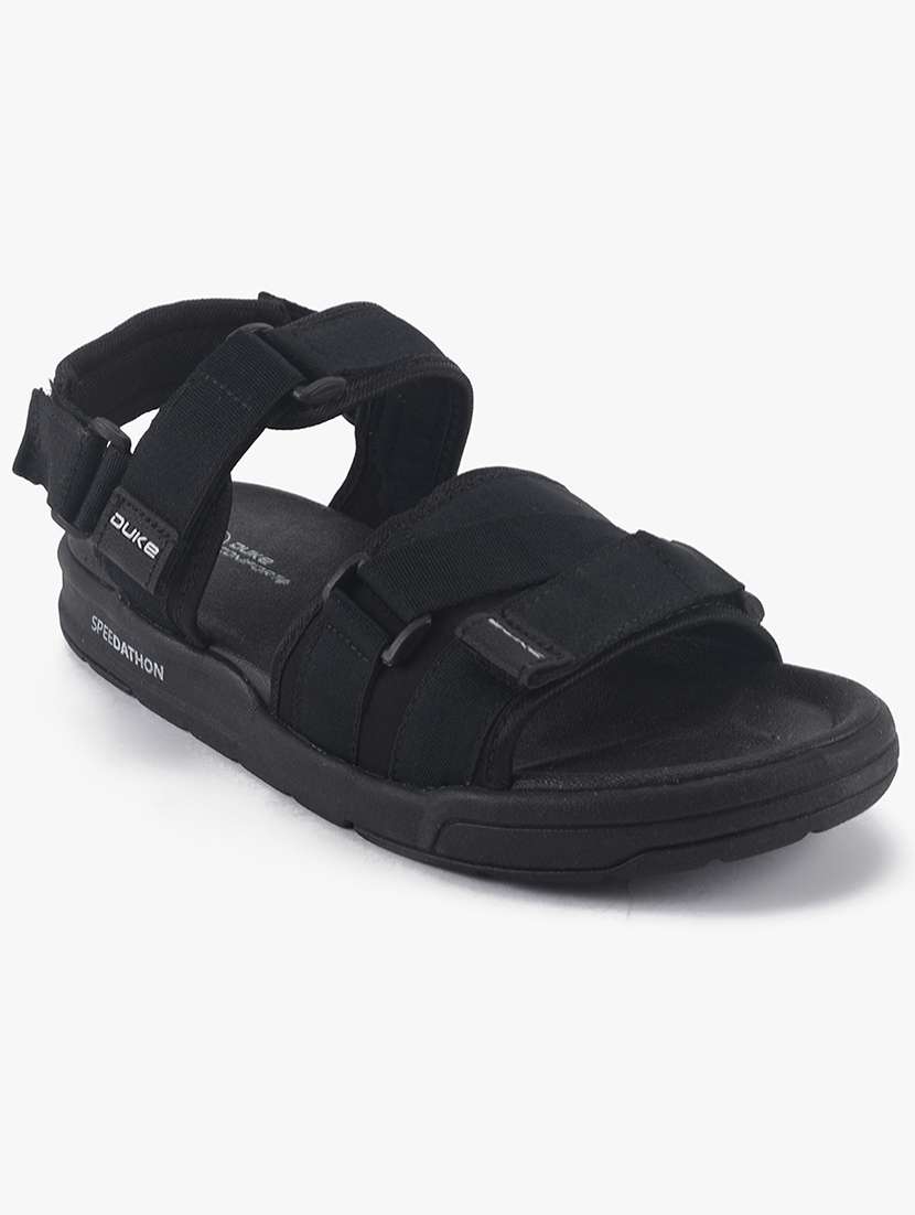 black synthetic & mesh slip on floaters - 18265594 -  Zoom Image - 0