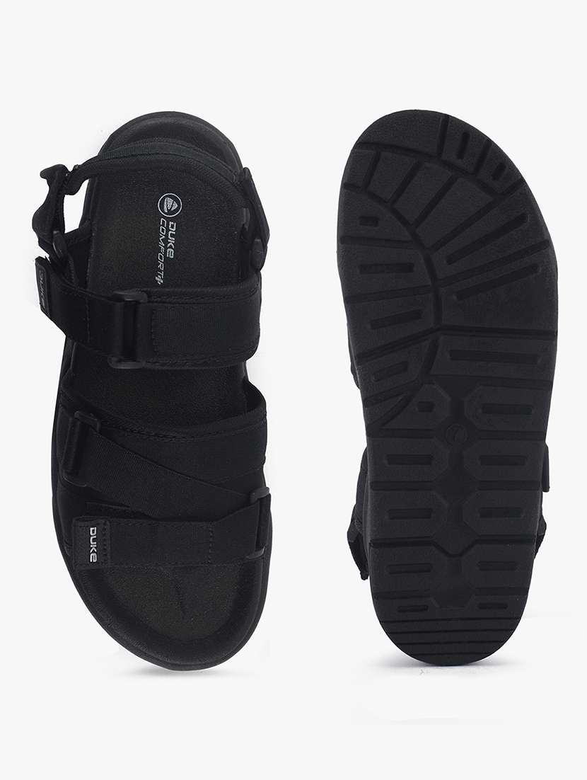 black synthetic & mesh slip on floaters - 18265594 -  Standard Image - 3