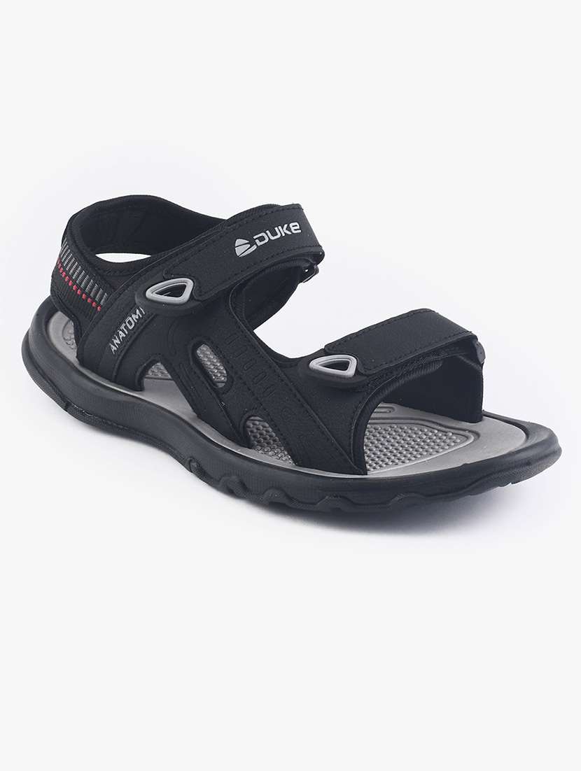 black pu slip on floaters - 18265596 -  Zoom Image - 0