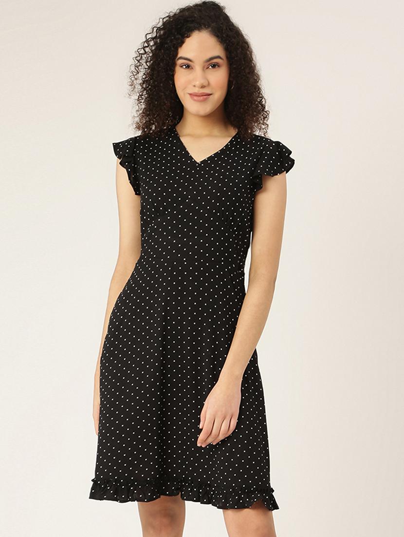 tie back neck printed a-line dress - 18266392 - Zoom Image - 0