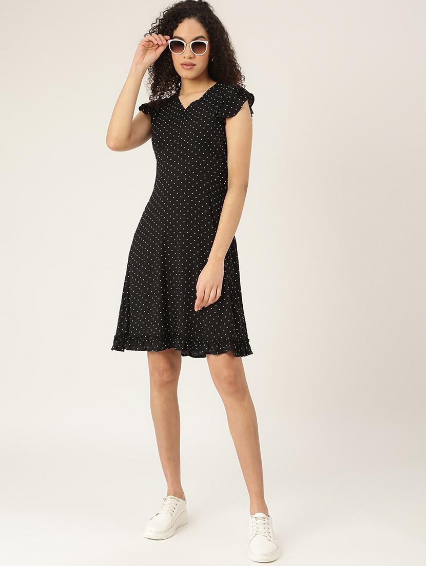 tie back neck printed a-line dress - 18266392 - Standard Image - 3