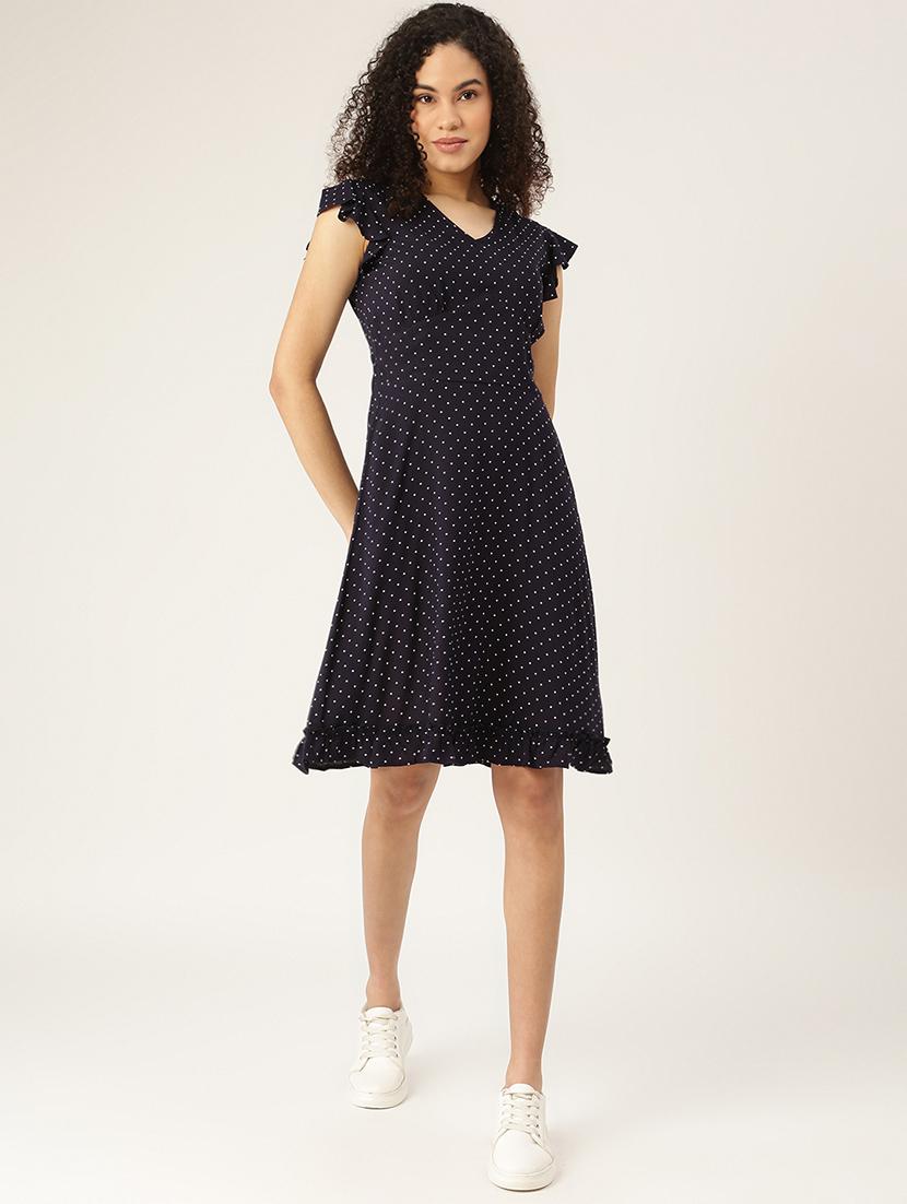 v-neck printed a-line dress - 18266404 - Zoom Image - 0