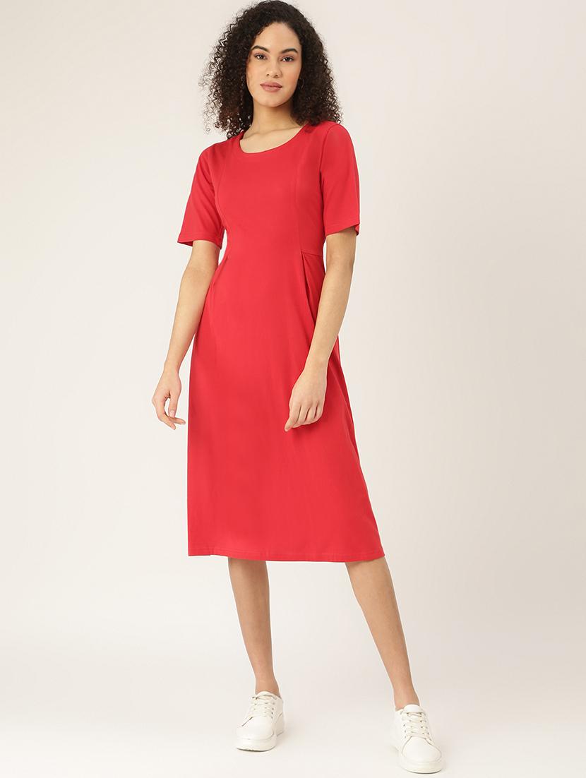 round neck solid t-shirt dress - 18266416 -  Zoom Image - 0