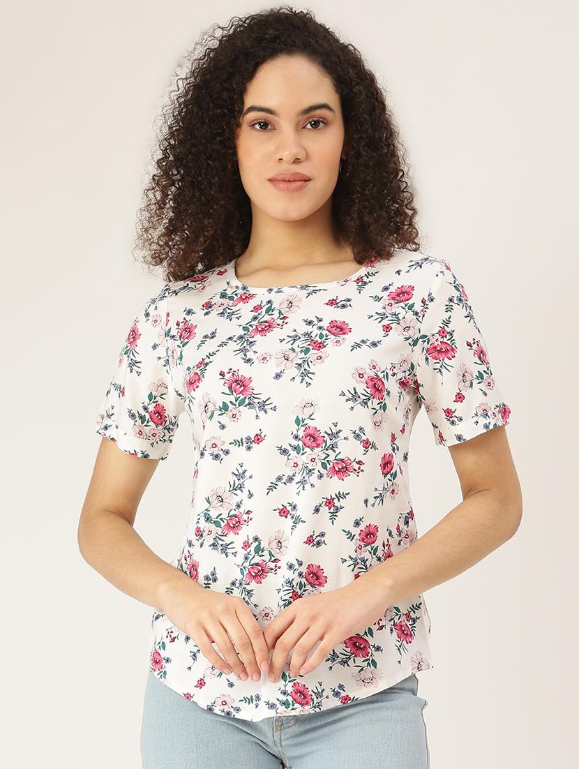 round neck floral  top - 18266482 -  Zoom Image - 0