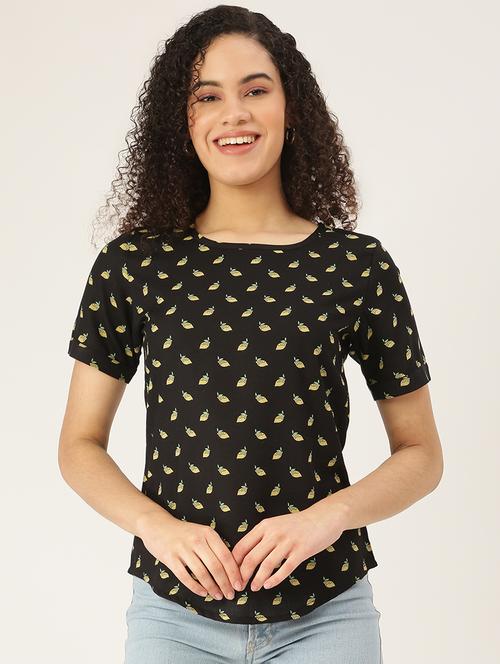 round neck printed top - 18266494 - Standard Image - 0