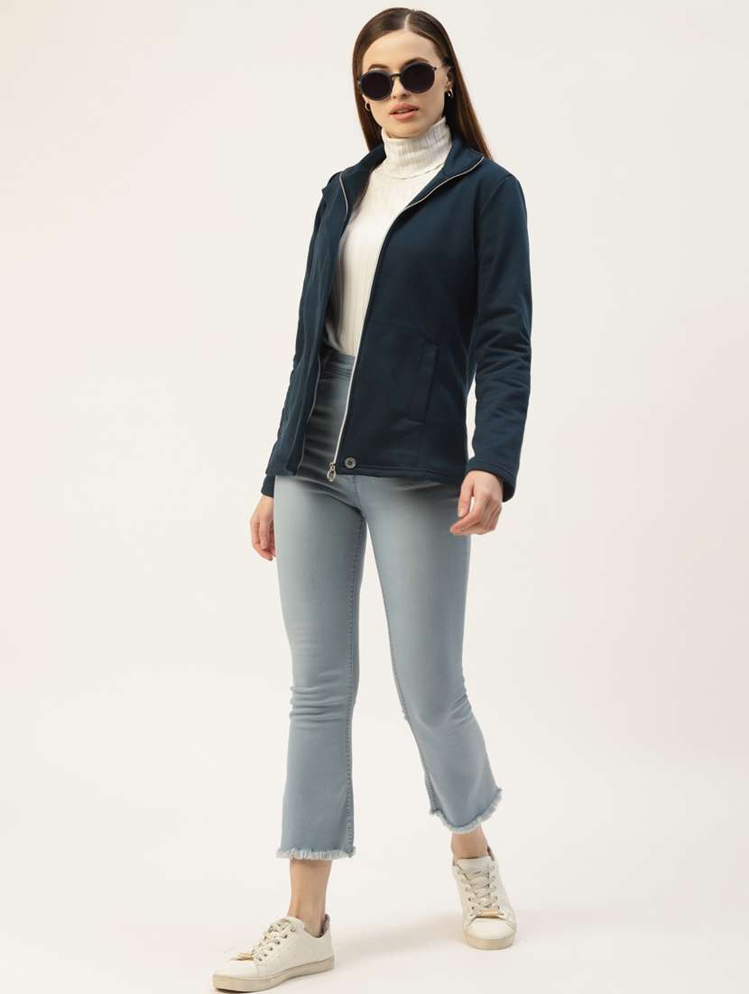 stand collar solid sweatshirt - 18267710 -  Standard Image - 3