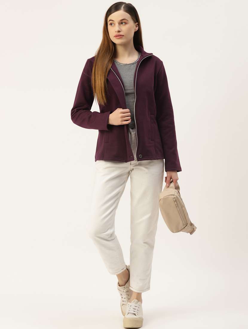 stand collar solid sweatshirt - 18267716 -  Standard Image - 3