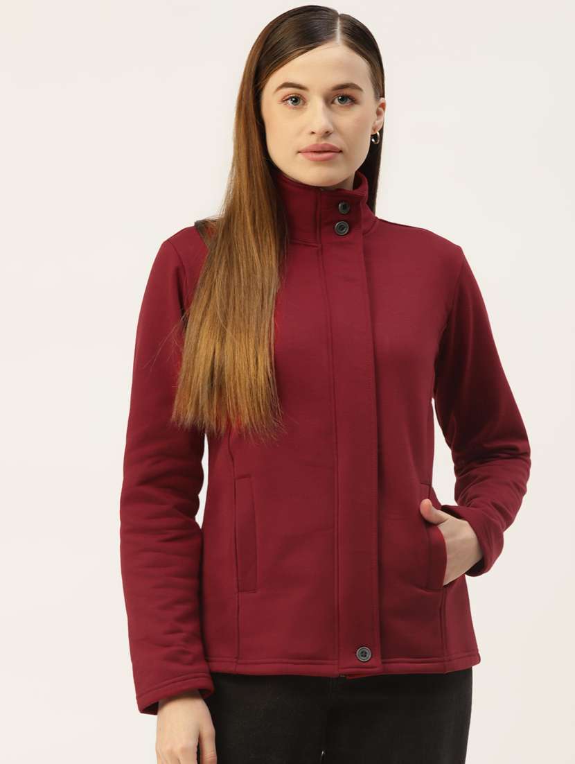 stand collar solid sweatshirt