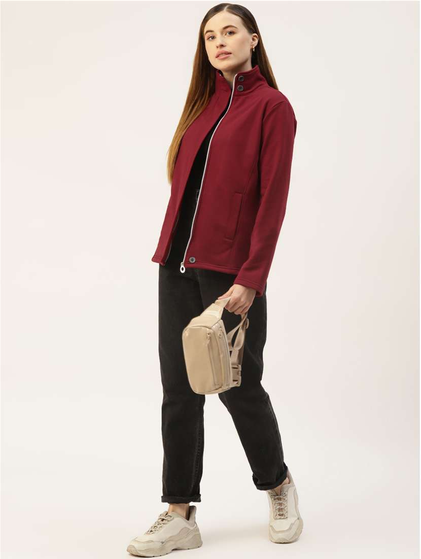 stand collar solid sweatshirt - 18267728 -  Standard Image - 3