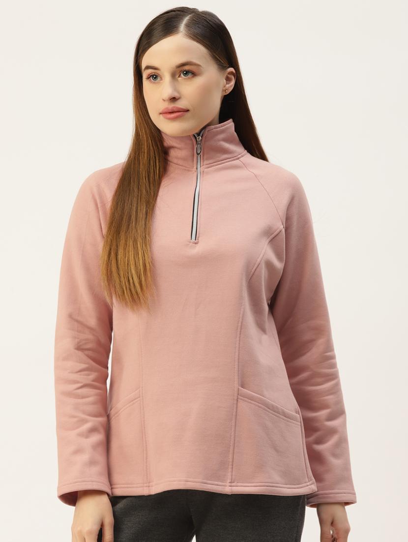 stand collar solid sweatshirt - 18267740 - Zoom Image - 0